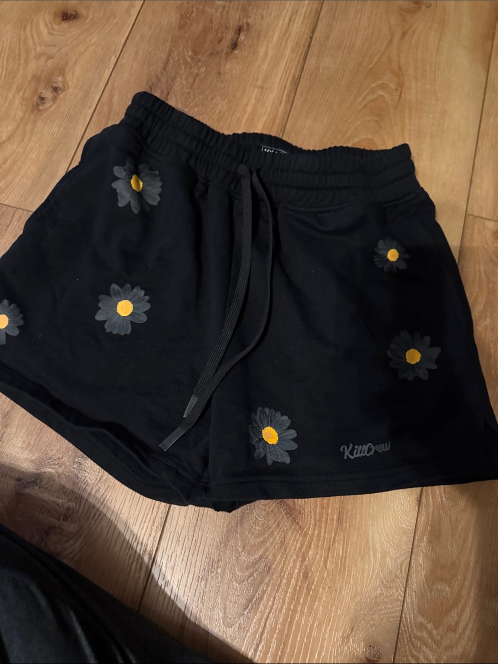 Kill Crew Black Daisy Print Athletic Shorts